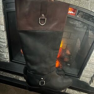 RALPH LAUREN Black and Brown Leather Riding Boots